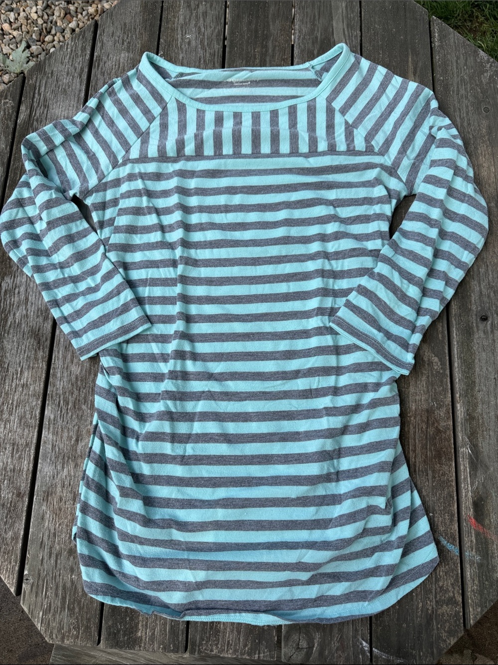 Striped Mint & Gray Women's Maternity Boatneck Top